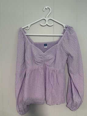 Old Navy Lavender Peasant Blouse with Sweetheart Bodice